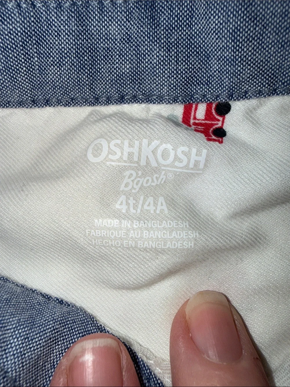 OshKosh B'gosh White Button-Down Shirt with Red Train Motif